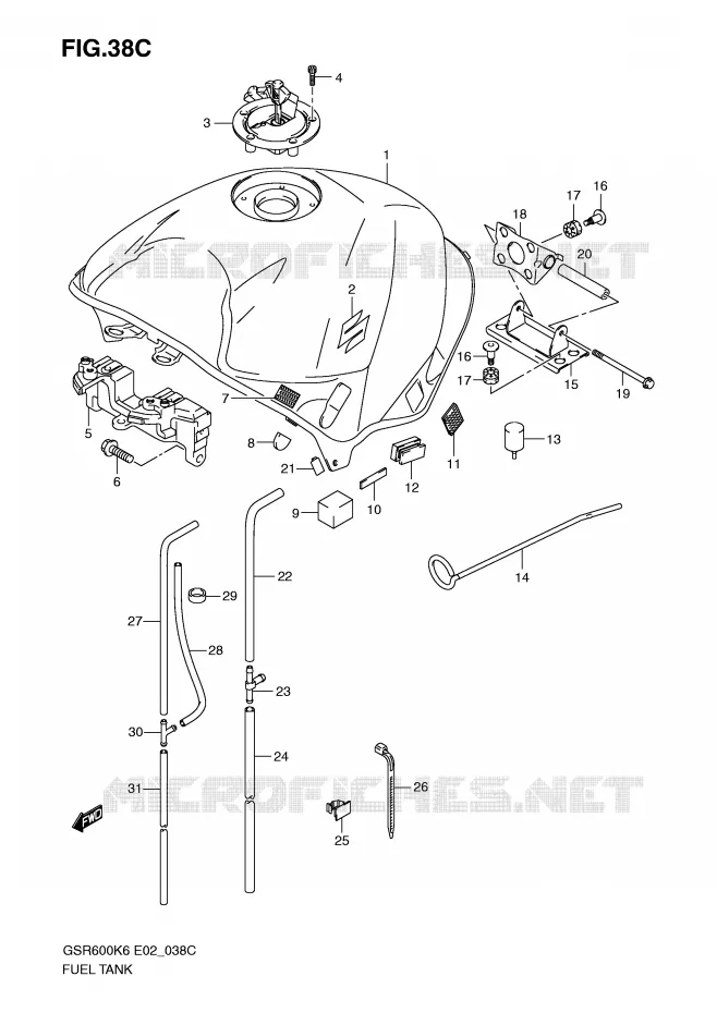 FUEL TANK (MODEL K9) Suzuki MOTO 600 GSR 2007  GSR600K7(E2)