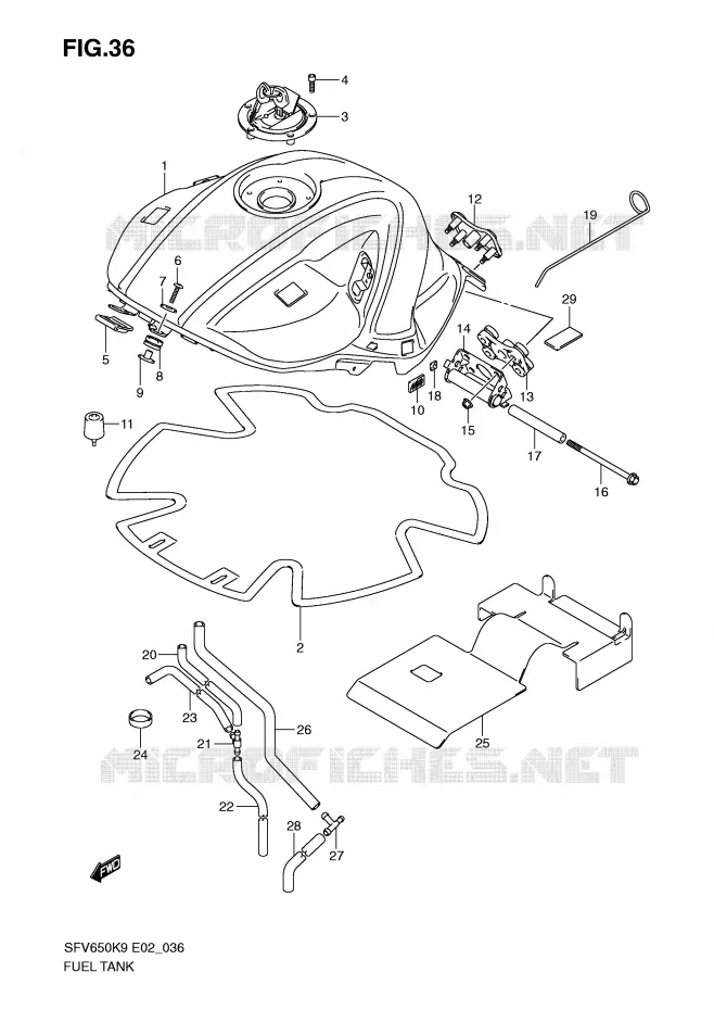 FUEL TANK (MODEL K9) Suzuki MOTO 650 GLADIUS 2010  SFV650UAL0(E2)