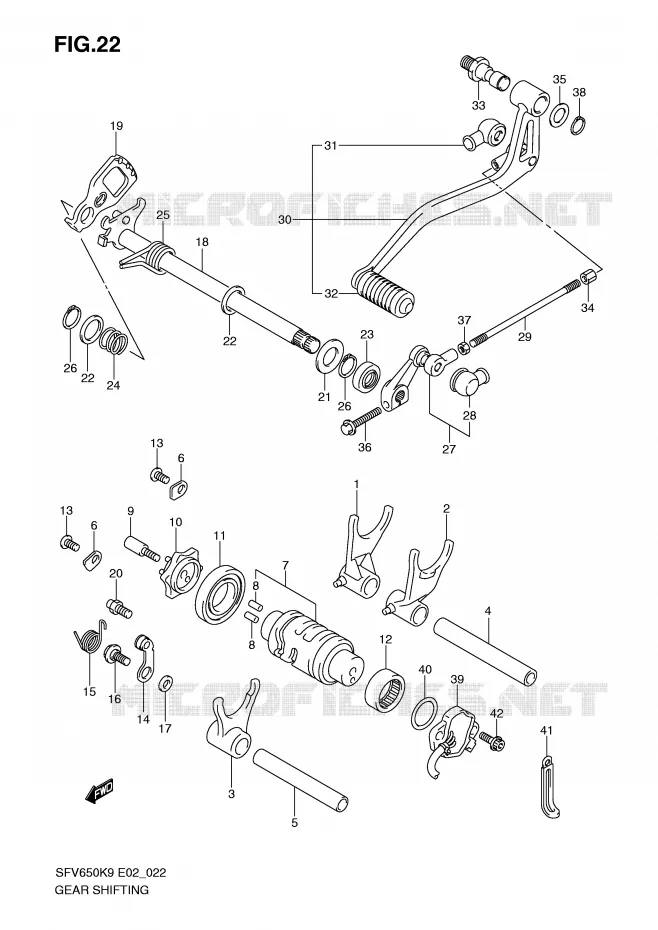 GEAR SHIFTING ASSY Suzuki MOTO 650 GLADIUS 2010  SFV650AL0(E2)