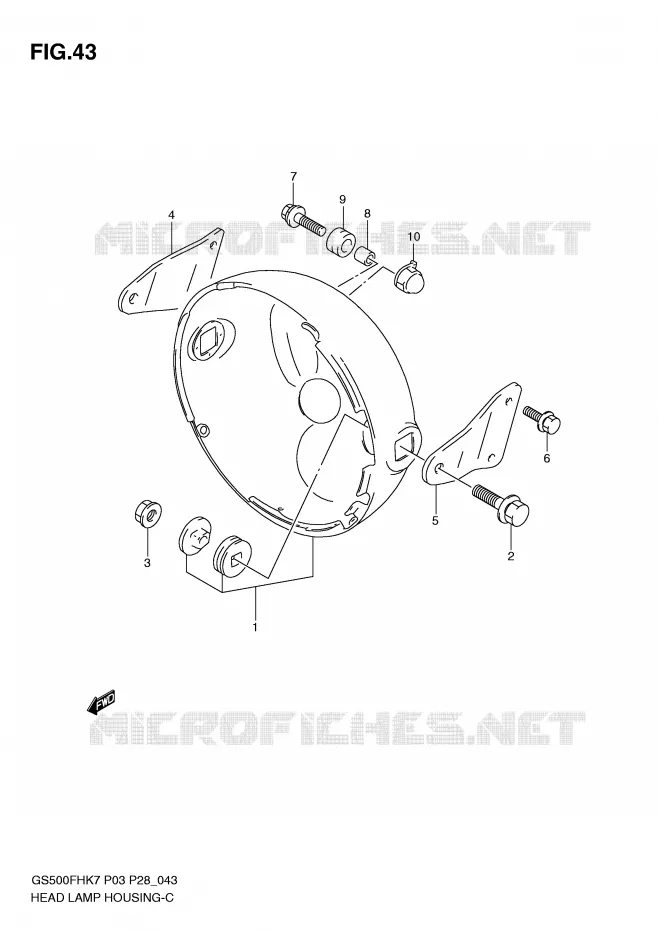 HEADLAMP HOUSING (WITHOUT COWLING) Suzuki MOTO 500 GS-F 2007  GS500FHK7(P3)