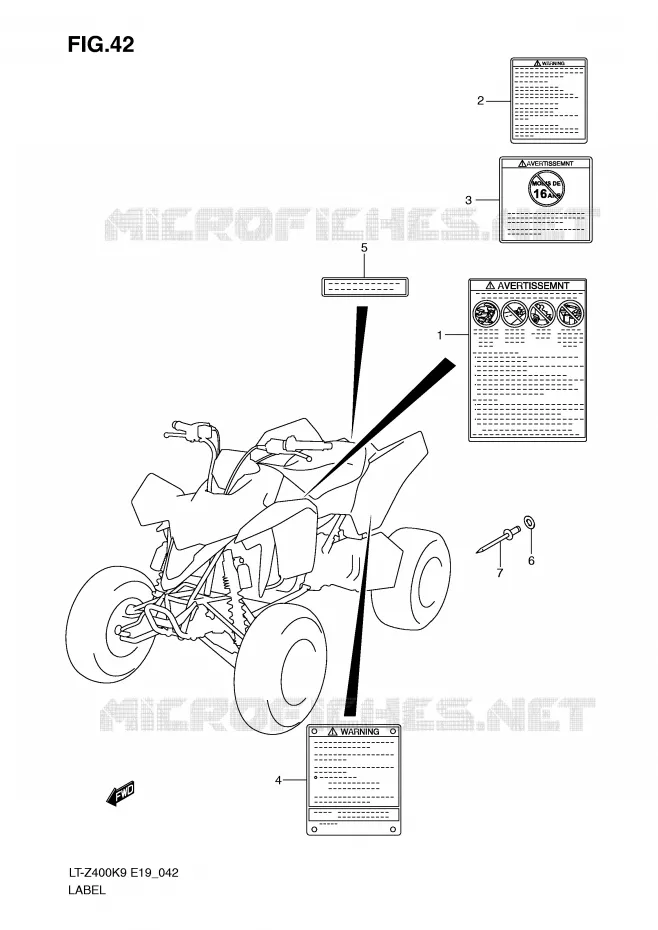 LABEL Suzuki QUAD 400 QUADSPORT 2010  LT-Z400ZL0(E19)