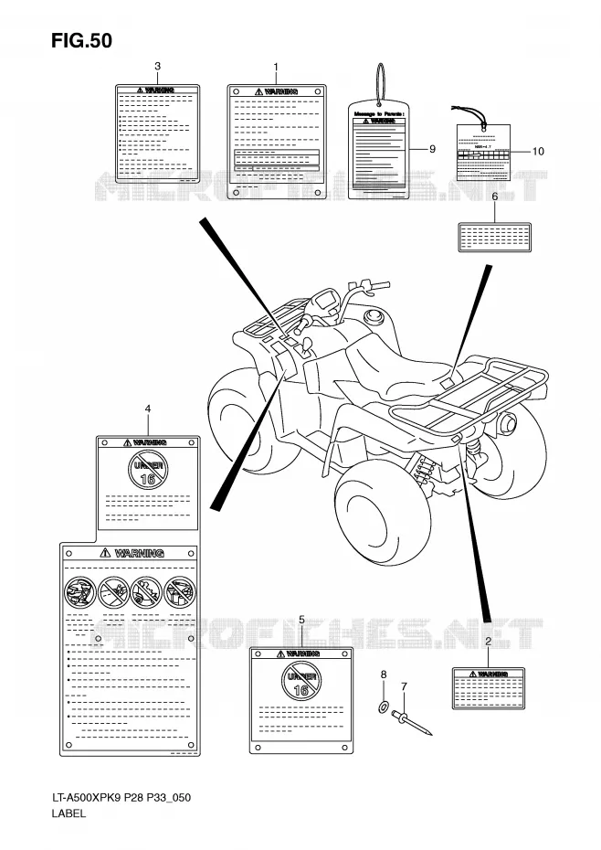 LABEL Suzuki QUAD 500 KINGQUAD 2010  LT-A500XPZL0(P28/P33)