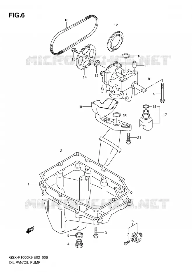 OIL PAN - OIL PUMP Suzuki MOTO 1000 GSX-R 2009  GSX-R1000UFK9(E2)