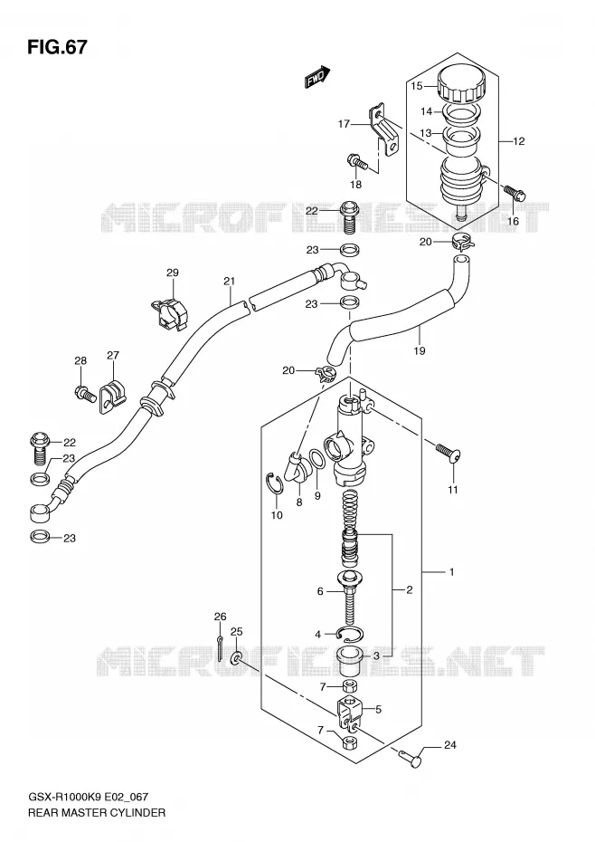 REAR BRAKE MASTER CYLINDER Suzuki MOTO 1000 GSX-R 2010  GSX-R1000UFL0(E2)