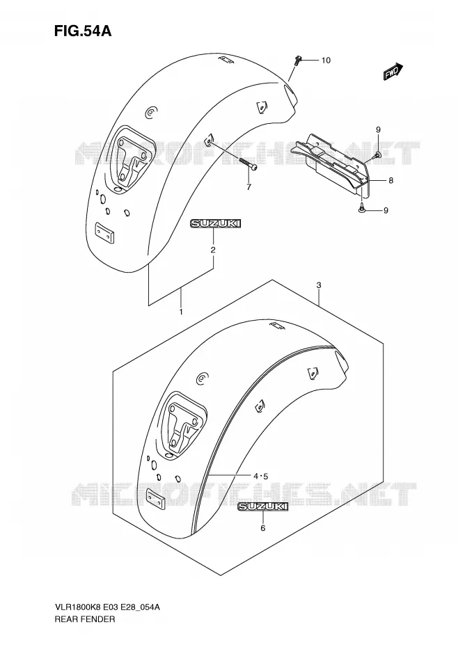 REAR FENDER (MODEL K9) Suzuki MOTO 1800 BOULEVARD 2010  VLR1800TL0(E3/E28)