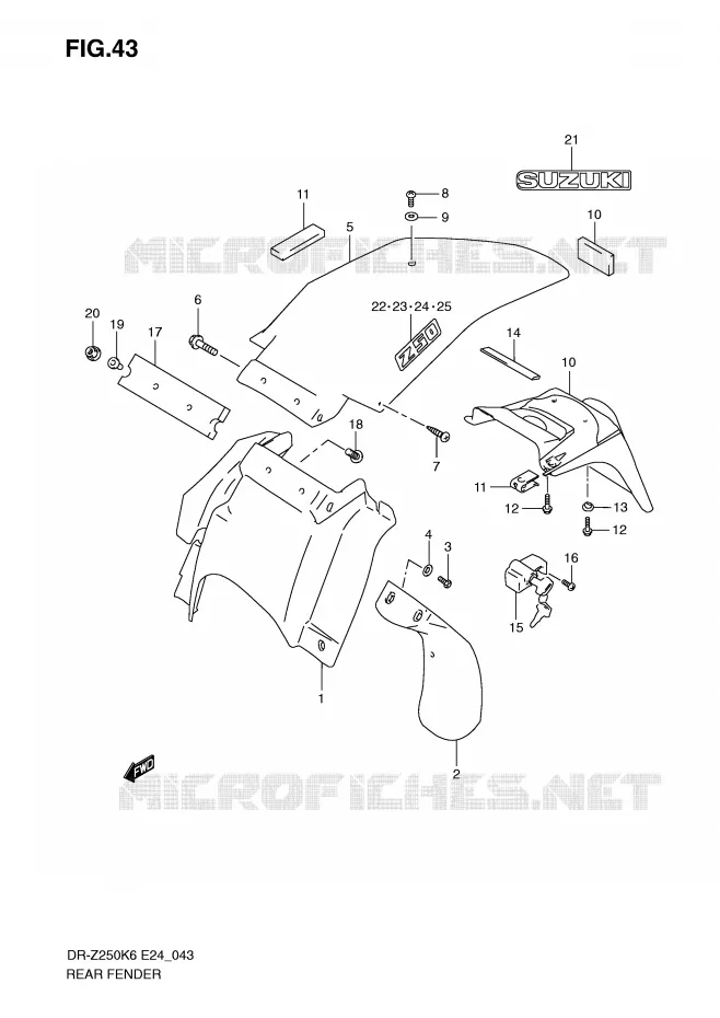 REAR FENDER Suzuki MOTO 250 DR-Z 2006  DR-Z250K6(E24)