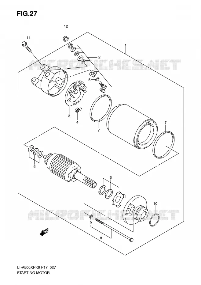 STARTER MOTOR Suzuki QUAD 500 KINGQUAD 2010  LT-A500XPL0(P17)