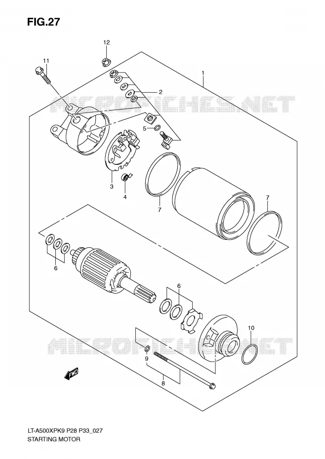 STARTER MOTOR Suzuki QUAD 500 VINSON 2009  LT-A500XPZK9(P28/P33)