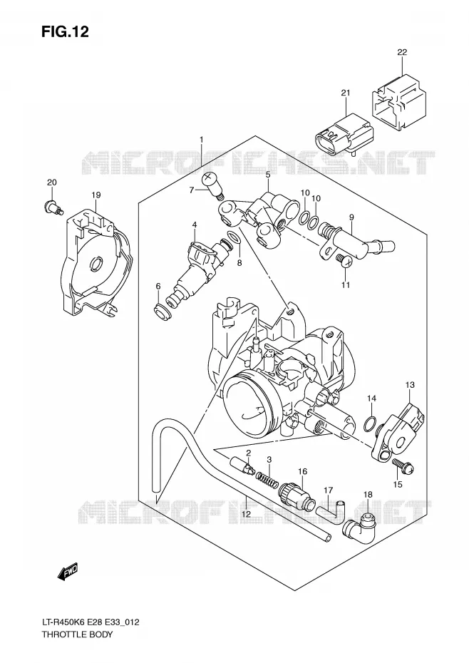 THROTTLE BODY (MODEL K6/K7/K8) Suzuki QUAD 450 QUADRACER 2007  LT-R450K7(E28/E33)