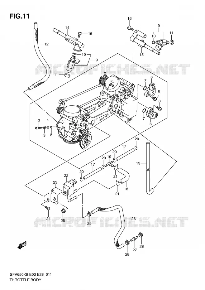 THROTTLE BODY Suzuki MOTO 650 GLADIUS 2010  SFV650AL0(E3/E28)
