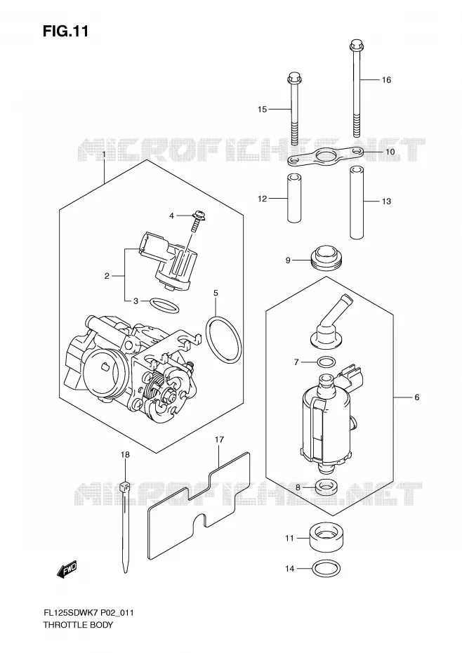 THROTTLE BODY Suzuki SCOOTER 125 FL 2007  FL125SDWK7(P2)
