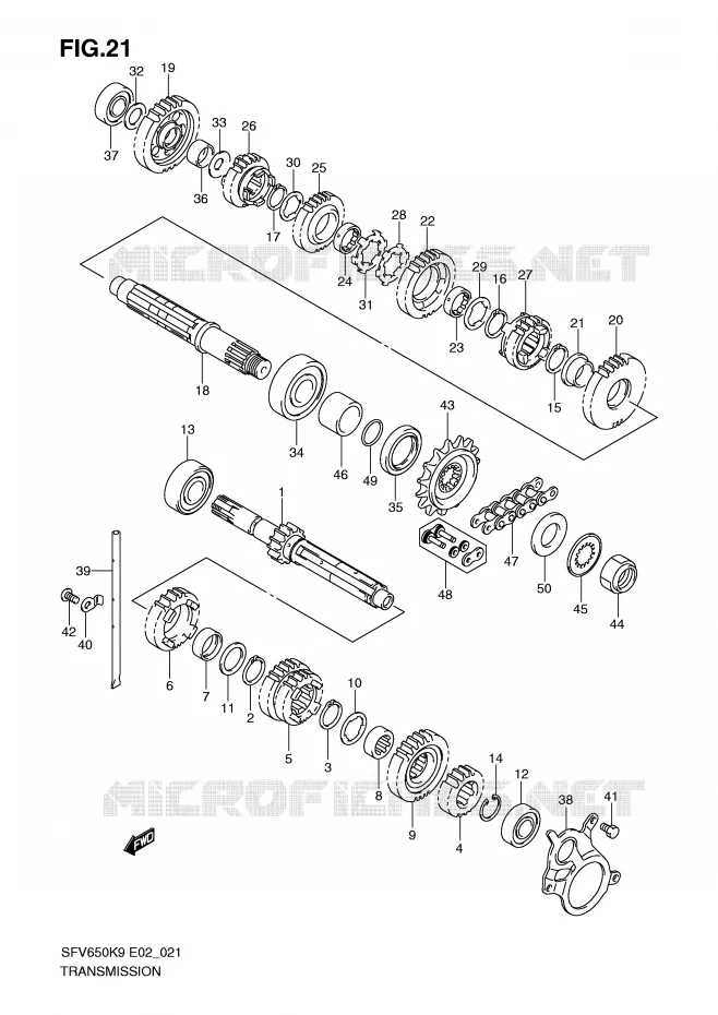 TRANSMISSION Suzuki MOTO 650 GLADIUS 2010  SFV650AL0(E2)