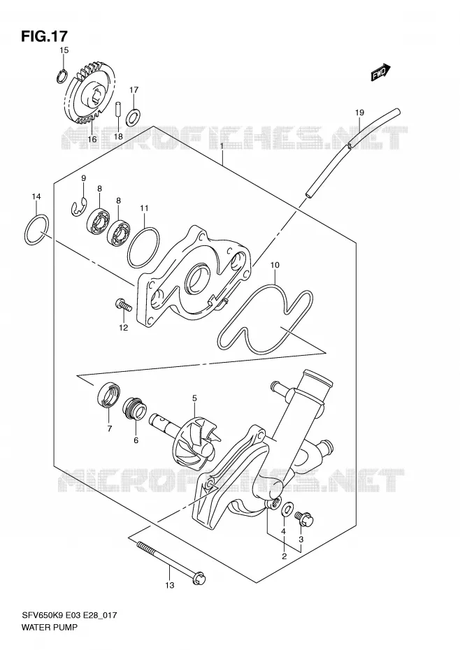 WATER PUMP Suzuki MOTO 650 GLADIUS 2010  SFV650AL0(E3/E28)
