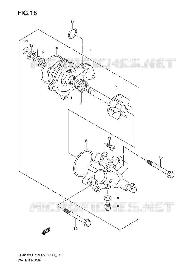WATER PUMP Suzuki QUAD 500 VINSON 2009  LT-A500XPZK9(P28/P33)