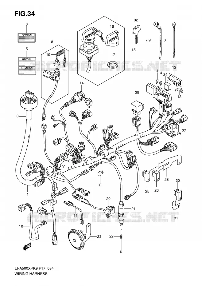 WIRING HARNESS Suzuki QUAD 500 KINGQUAD 2010  LT-A500XPL0(P17)