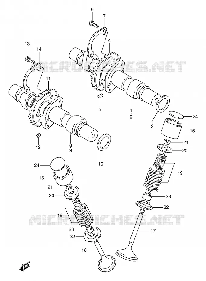 CAM SHAFT - VALVE (MODEL K/L/M/N/P) Suzuki MOTO 500 GS-E 1991  GS500EM(E2)