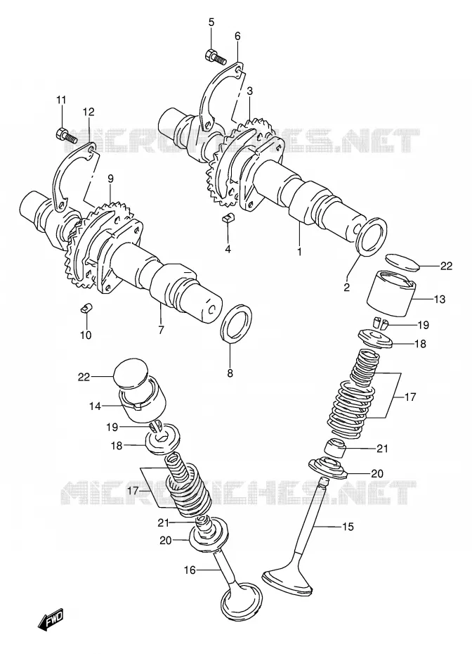 CAM SHAFT - VALVE (MODEL R/S/T) Suzuki MOTO 500 GS-E 1996  GS500ESKT(E2)