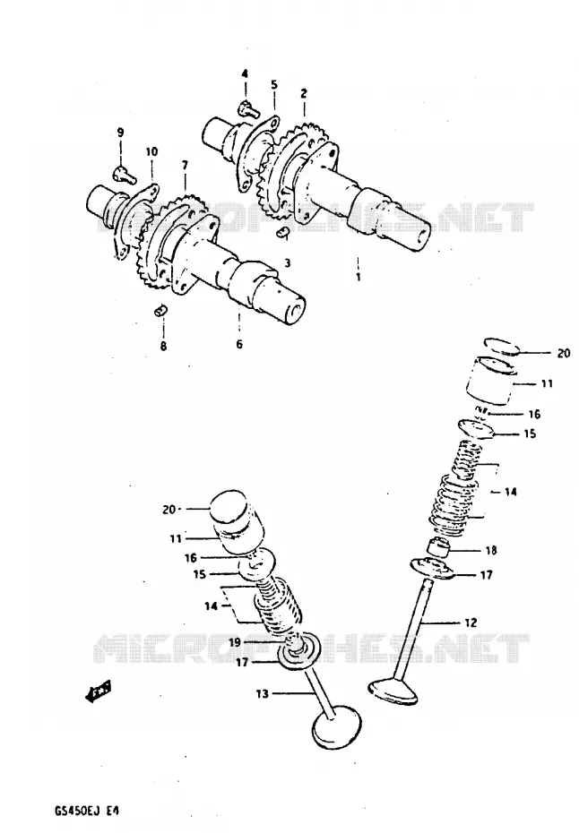 CAM SHAFT - VALVE Suzuki MOTO 450 GS-E 1987  GS450EH(E/F/G/H/J)