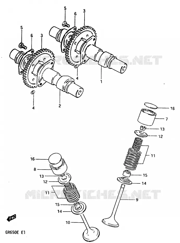 CAM SHAFT - VALVE Suzuki MOTO 650 TEMPTER 1984  GR650XE(D/E)