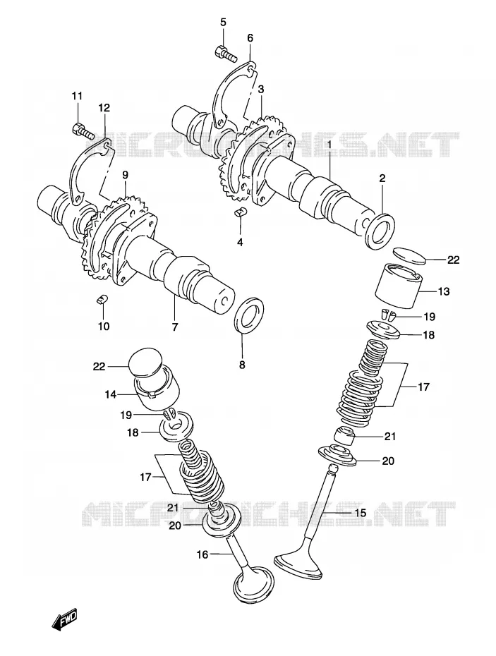 CAMSHAFT - VALVES Suzuki MOTO 500 GS-E 2004  GS500UK4(P19)