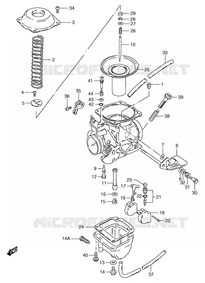 CARBURETOR (E1,E2,E71) Suzuki MOTO 125 GS 2000  GS125SY(E71)