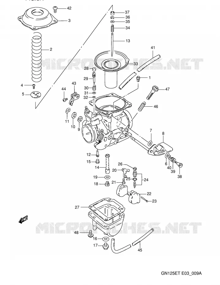 CARBURETOR (MODEL S/T) Suzuki MOTO 125 GN 1996  GN125ET(E3)