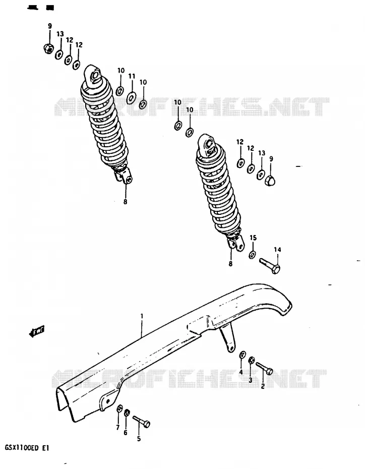 CHAIN GUARD - REAR SHOCK ABSORBER (MODEL Z) Suzuki MOTO 1100 GSX-E 1983  GSX1100ED(Z/D)