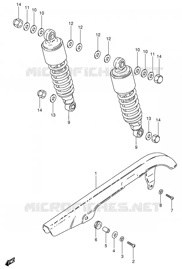 CHAIN GUARD - REAR SHOCK ABSORBER Suzuki MOTO 250 GN 1990  GN250L(E2)