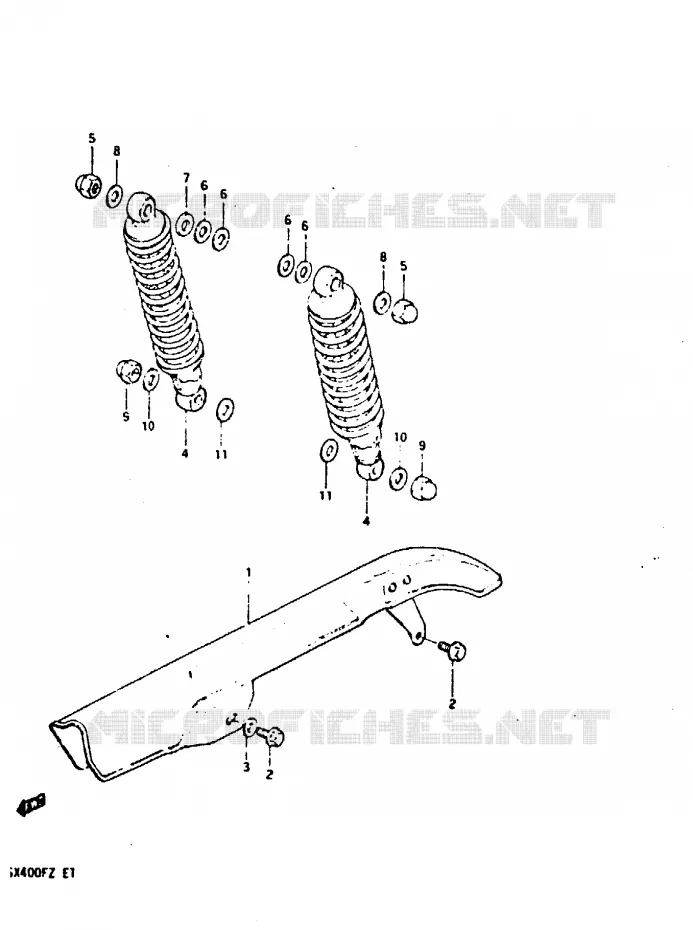CHAIN GUARD - REAR SHOCK ABSORBER Suzuki MOTO 400 GSX 1982  GSX400FZ(X/Z)
