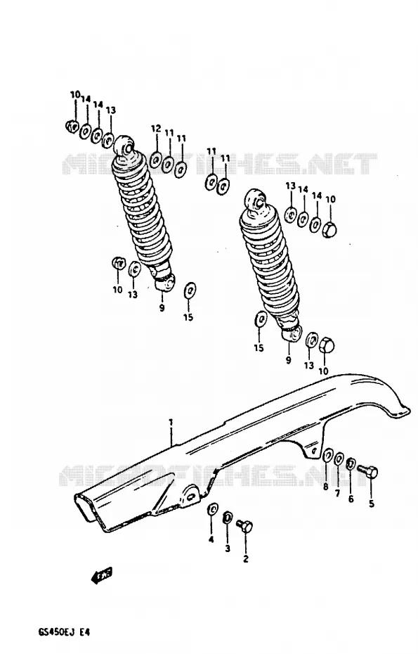 CHAIN GUARD - REAR SHOCK ABSORBER Suzuki MOTO 450 GS-E 1987  GS450EH(E/F/G/H/J)