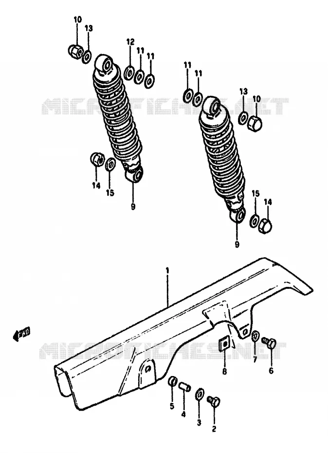 CHAIN GUARD - REAR SHOCK ABSORBER Suzuki MOTO 550 GS 1982  GS550MZ(X/Z)