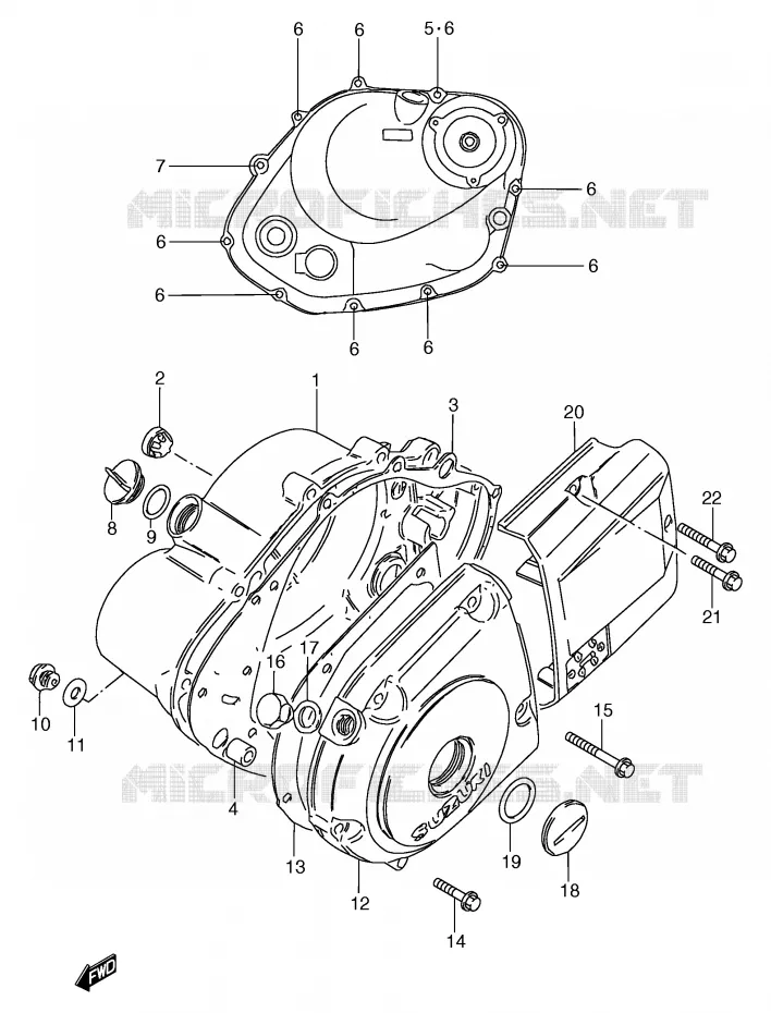CRANKCASE COVER (GS125UX/UY) Suzuki MOTO 125 GS 2000  GS125SY(E71)