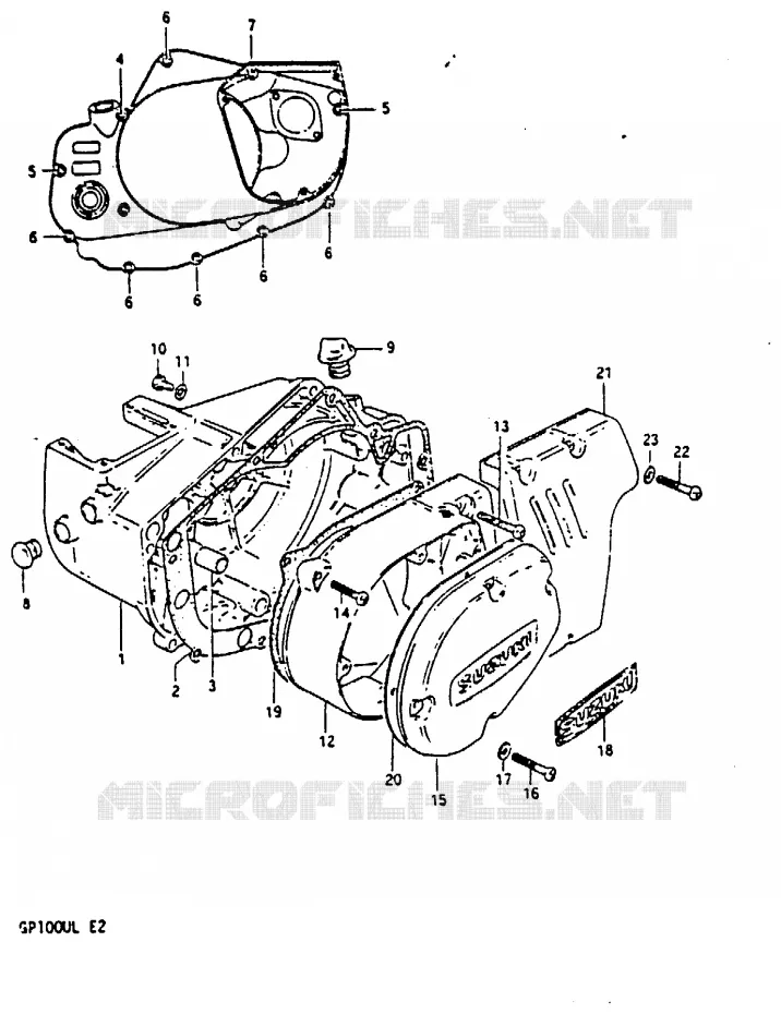 CRANKCASE COVER (MODEL L) Suzuki MOTO 100 GP 1999  GP100X(X/D/L)