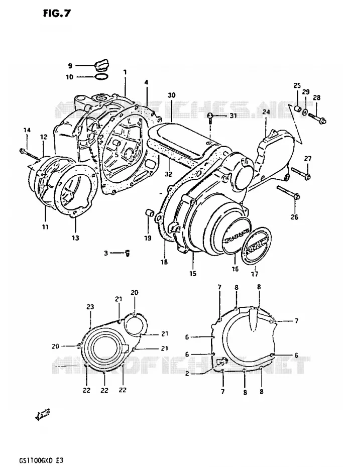 CRANKCASE COVER Suzuki MOTO 1100 GS-G 1982  GS1100GKZ(Z/2/D)