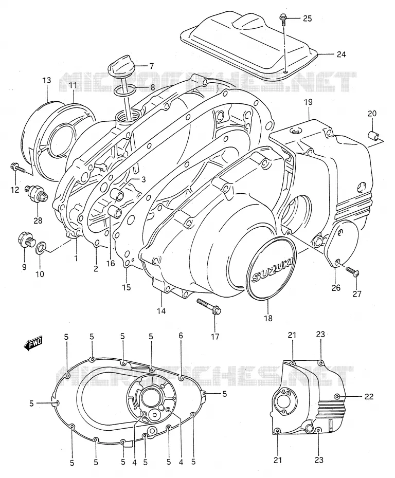 CRANKCASE COVER Suzuki MOTO 500 GS-E 1992  GS500EUN(E28)