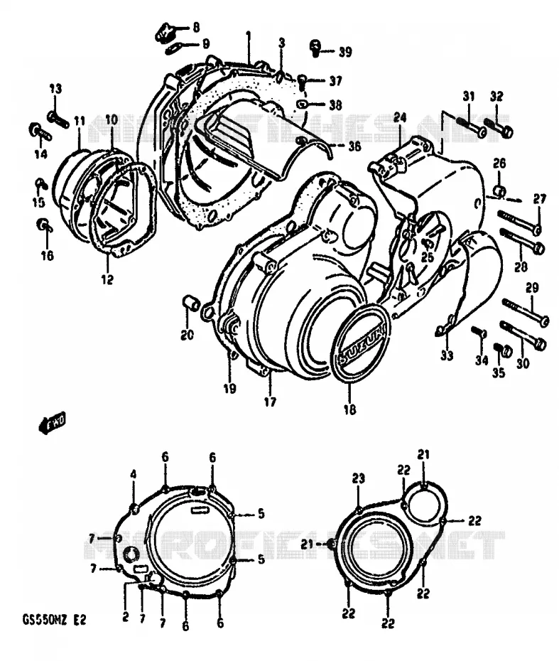 CRANKCASE COVER Suzuki MOTO 550 GS 1982  GS550MZ(X/Z)