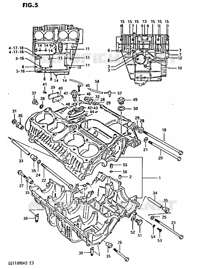 CRANKCASE (GS1100GKZ/GK2) Suzuki MOTO 1100 GS-G 1982  GS1100GKZ(Z/2/D)