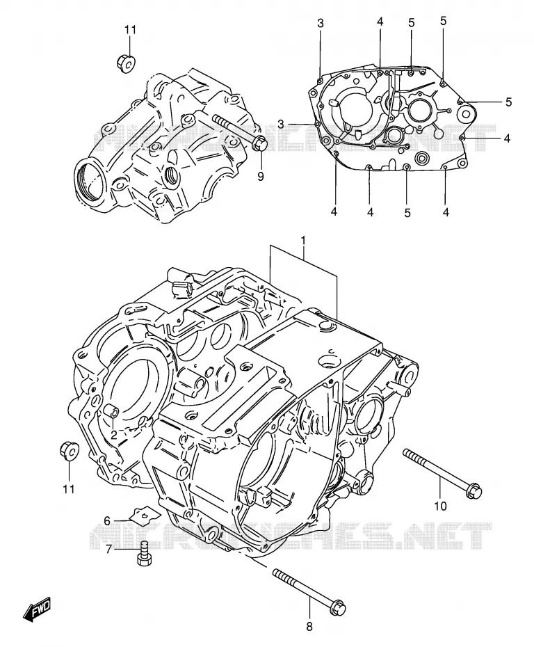 CRANKCASE (GS125D,GS125UR) Suzuki MOTO 125 GS 1982  GS125EEZ(E1)