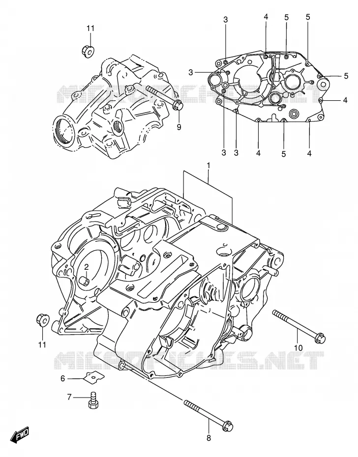 CRANKCASE (GS125SR,GS125ESD/ESF/ESK/ESL/ESM/ESR) Suzuki MOTO 125 GS 1985  GS125ESF(E1)