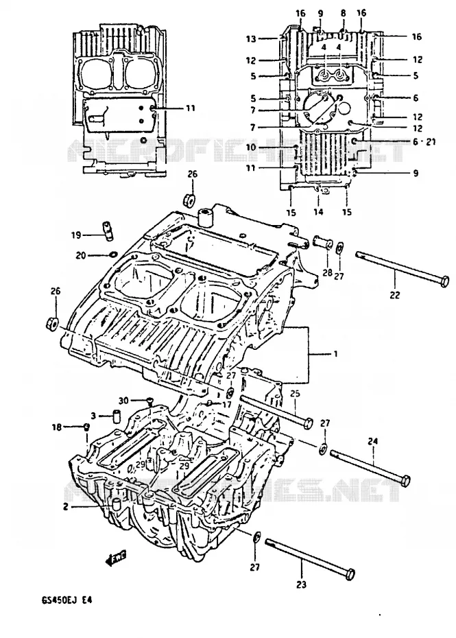 CRANKCASE Suzuki MOTO 450 GS-E 1987  GS450EH(E/F/G/H/J)