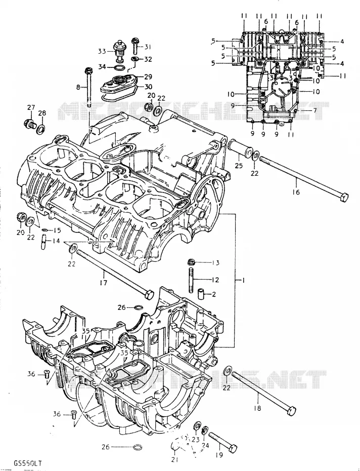 CRANKCASE Suzuki MOTO 550 GS 1980  GS550LT