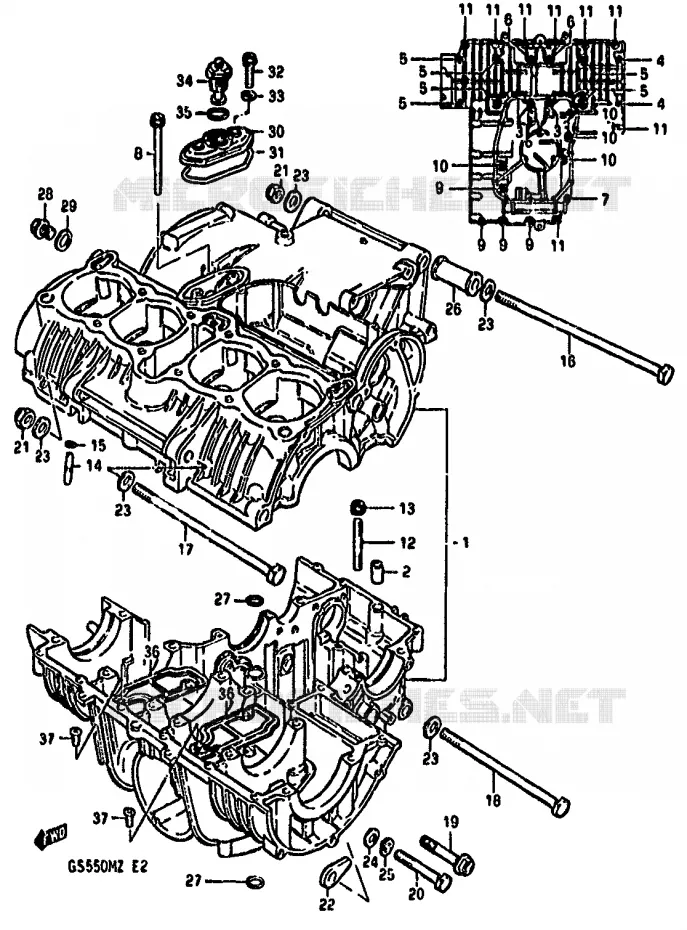 CRANKCASE Suzuki MOTO 550 GS 1981  GS550MX(X/Z)