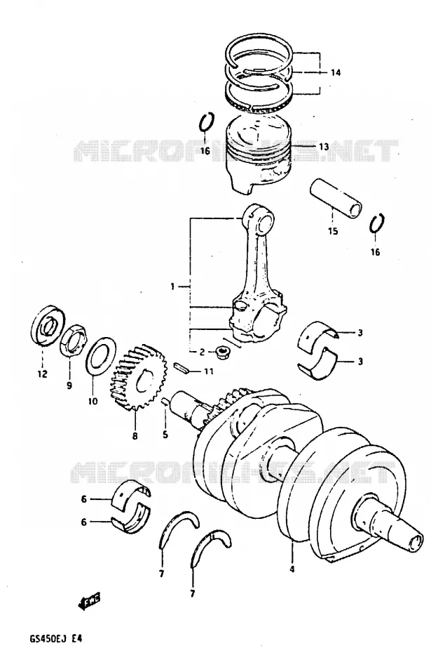 CRANKSHAFT Suzuki MOTO 450 GS-S 1987  GS450SH(E/F/G/H/J)