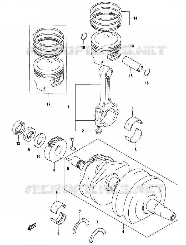 CRANKSHAFT Suzuki MOTO 500 GS-F 2004  GS500FK4(P19)
