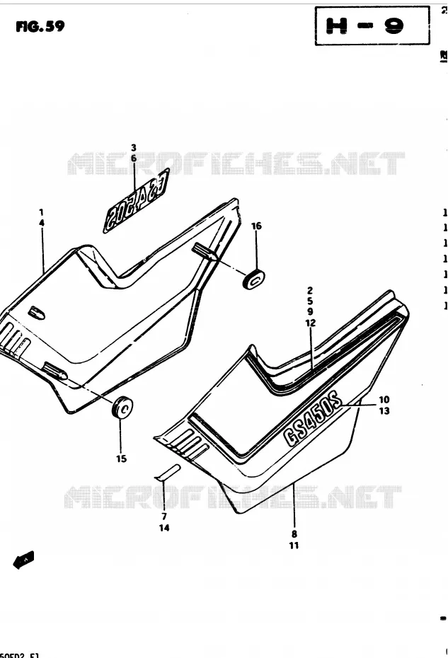 FAIRING (GS450SD E6, E15, E24, E34) Suzuki MOTO 450 GS-S 1983  GS450SD(2/Z/D)