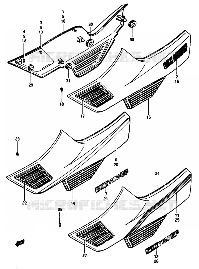 FAIRING (GSX1100EFE/EFF/EFG) Suzuki MOTO 1100 GSX-E 1985  GSX1100ESF(E/F/G)