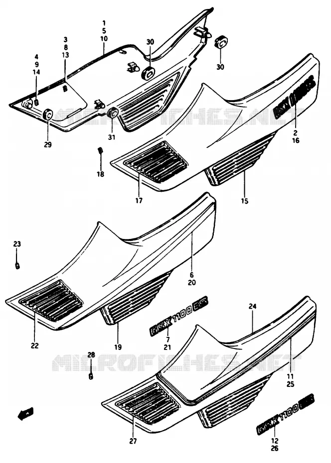 FAIRING (GSX1100ESE/ESF/ESG) Suzuki MOTO 1150 GS 1985  GS1150ESF(E/F/G)