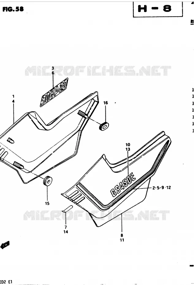 FAIRING (MODEL D) Suzuki MOTO 450 GS-E 1983  GS450ED2(2/Z/D)