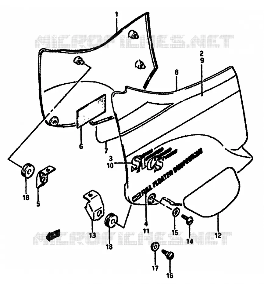 FAIRING (MODEL F/G) Suzuki MOTO 750 GSX-R 1986  GSX-750G(F/G/H) E34