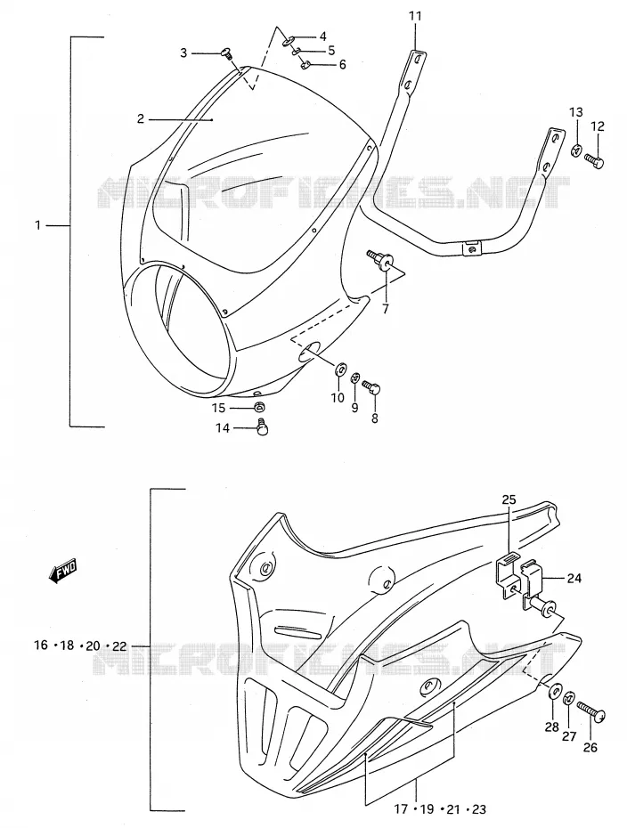 FAIRING (MODEL K/L OPTIONAL) Suzuki MOTO 500 GS-E 1990  GS500EL(E28)
